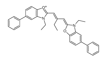 2-[2-(3-Ethyl-5-phenyl-2,3-dihydrobenzoxazole-2-ylidenemethyl)-1-butenyl]-3-ethyl-5-phenylbenzoxazole-3-ium结构式