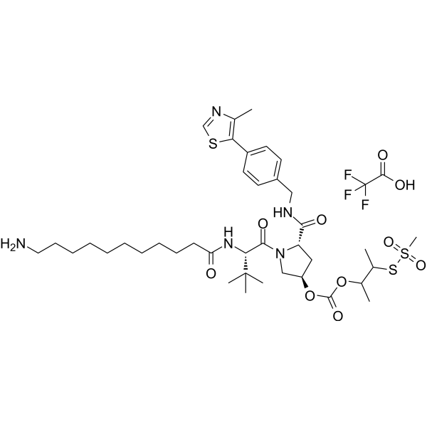 (S,R,S)-AHPC-3-methylbutanyl acetate-methanesulfonothioate-Me-C10-NH2 TFA结构式