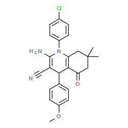 2-amino-1-(4-chlorophenyl)-4-(4-methoxyphenyl)-7,7-dimethyl-5-oxo-1,4,5,6,7,8-hexahydro-3-quinolinecarbonitrile Structure