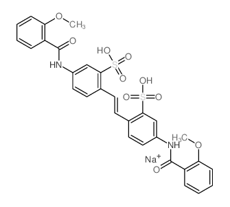 Benzenesulfonic acid,2,2'-(1,2-ethenediyl)bis[5-[(2-methoxybenzoyl)amino]-, disodium salt (9CI)结构式
