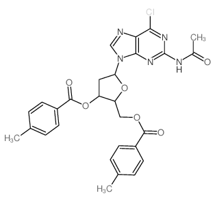 [5-(2-acetamido-6-chloro-purin-9-yl)-3-(4-methylbenzoyl)oxy-oxolan-2-yl]methyl 4-methylbenzoate结构式