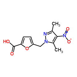 5-[(3,5-Dimethyl-4-nitro-1H-pyrazol-1-yl)methyl]-2-furoic acid structure