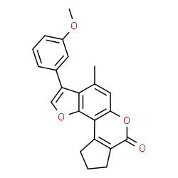 3-(3-Methoxyphenyl)-4-methyl-9,10-dihydrocyclopenta[c]furo[2,3-f]chromen-7(8H)-one结构式