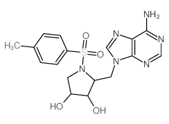 2-[(6-aminopurin-9-yl)methyl]-1-(4-methylphenyl)sulfonyl-pyrrolidine-3,4-diol结构式
