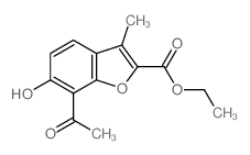 2-Benzofurancarboxylicacid, 7-acetyl-6-hydroxy-3-methyl-, ethyl ester结构式