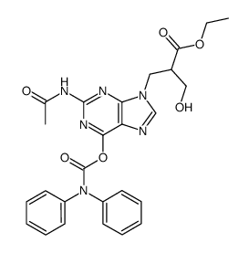 ethyl 3-(2-N-acetyl-6-O-(diphenylcarbamoyl)guanin-9-ylmethyl)-2-(hydroxymethyl)propanoate Structure