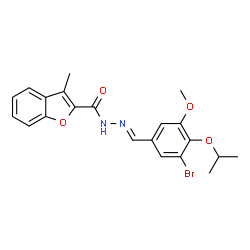 2-Benzofurancarboxylicacid,3-methyl-,[[3-bromo-5-methoxy-4-(1-methylethoxy)phenyl]methylene]hydrazide(9CI)结构式
