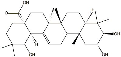 2α,3β,18-Trihydroxyolean-12-en-28-oic acid结构式