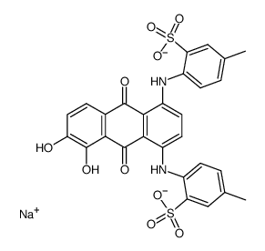 2,2'-[(5,6-Dihydroxy-9,10-dihydro-9,10-dioxoanthracene-1,4-diyl)diimino]bis[5-methylbenzenesulfonic acid sodium] salt structure