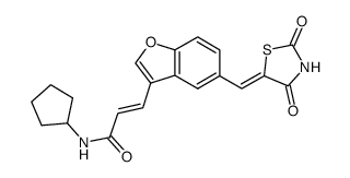 N-cyclopentyl-3-{5-[(2,4-dioxo-1,3-thiazolidin-5-ylidene)methyl]-1-benzofuran-3-yl}-acrylamide Structure