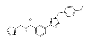 3-[2-(4-methoxy-benzyl)-2H-tetrazol-5-yl]-N-thiazol-2-ylmethyl-benzamide结构式