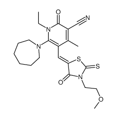 6-(azepan-1-yl)-1-ethyl-5-[[3-(2-methoxyethyl)-4-oxo-2-sulfanylidene-1,3-thiazolidin-5-ylidene]methyl]-4-methyl-2-oxopyridine-3-carbonitrile结构式