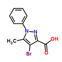 4-Bromo-5-methyl-1-phenylpyrazole-3-carboxylicacid结构式