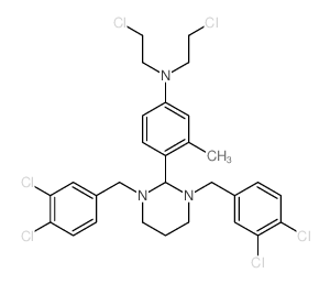 4-[1,3-bis[(3,4-dichlorophenyl)methyl]-1,3-diazinan-2-yl]-N,N-bis(2-chloroethyl)-3-methyl-aniline Structure