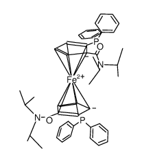 meso-2,2'-bis(diphenylphosphino)-1,1'-N,N,N',N'-tetraisopropylferrocenedicarboxamide结构式