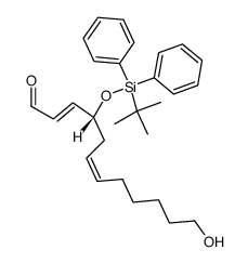 (R,2E,6Z)-4-((tert-butyldiphenylsilyl)oxy)-12-hydroxydodeca-2,6-dienal结构式