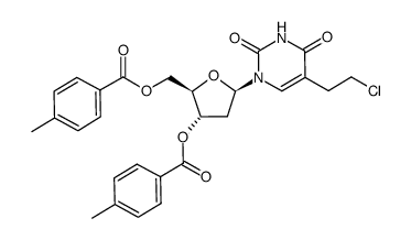 5-(2-chloroethyl)-1-(2-deoxy-3,5-di-O-p-toluoyl-β-D-erythro-pentofuranosyl)-1H,3H-pyrimidine-2,4-dione Structure