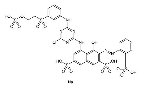 2,7-Naphthalenedisulfonic acid, 5-[[4-chloro-6-[[3-[[2-(sulfooxy)ethyl]sulfonyl]phenyl]amino]-1,3,5-triazin-2-yl]amino]-4-hydroxy-3-[2-(2-sulfophenyl)diazenyl]-, tetrasodium salt结构式