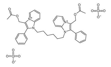 [1-[6-[3-(acetyloxymethyl)-2-phenylimidazo[1,2-a]pyridin-4-ium-1-yl]hexyl]-2-phenylimidazo[1,2-a]pyridin-4-ium-3-yl]methyl acetate,diperchlorate Structure