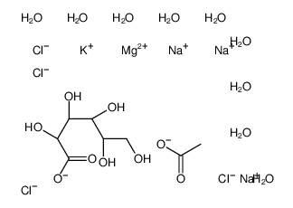 magnesium,potassium,trisodium,(2R,3S,4R,5R)-2,3,4,5,6-pentahydroxyhexanoate,acetate,tetrachloride,nonahydrate结构式