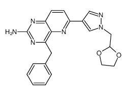 4-benzyl-6-(1-[1,3]dioxolan-2-ylmethyl-1H-pyrazol-4-yl)pyrido[3,2-d]pyrimidin-2-ylamine Structure