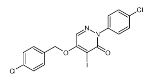 2-(4-chlorophenyl)-5-[(4-chlorophenyl)methoxy]-4-iodopyridazin-3-one结构式