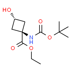 ethyl trans-1-{[(tert-butoxy)carbonyl]amino}-3-hydroxycyclobutane-1-carboxylate structure