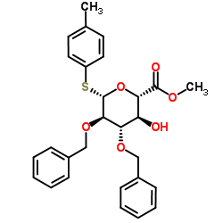 Methyl 4-methylphenyl 2,3-di-O-benzyl-1-thio-β-D-glucopyranosiduronate Structure