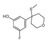 3-fluoro-5-(4-methylsulfanyloxan-4-yl)phenol Structure