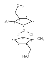 Bis(1-ethyl-2-methylcyclopentadienyl)zirconium dichloride structure