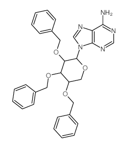 Adenine,9-(2,3,4-tri-O-benzyl-a-D-arabinopyranosyl)- (8CI) Structure