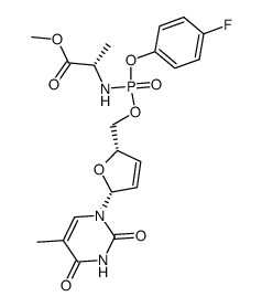 2',3'-didehydro-2',3'-dideoxythymidine 5'-(4-fluorophenyl (methoxyalaninyl)phosphate)结构式