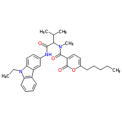 2H-Pyran-3-carboxamide,N-[1-[[(9-ethyl-9H-carbazol-3-yl)amino]carbonyl]-2-methylpropyl]-N-methyl-2-oxo-6-pentyl-(9CI)结构式