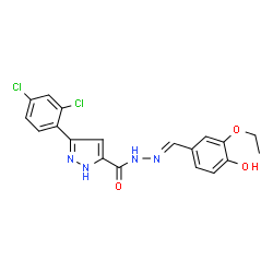 3-(2,4-dichlorophenyl)-N'-[(E)-(3-ethoxy-4-hydroxyphenyl)methylidene]-1H-pyrazole-5-carbohydrazide picture