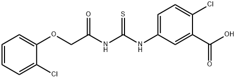 2-chloro-5-[[[[(2-chlorophenoxy)acetyl]amino]thioxomethyl]amino]-benzoic acid Structure