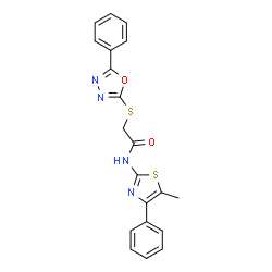 N-(5-Methyl-4-phenyl-1,3-thiazol-2-yl)-2-[(5-phenyl-1,3,4-oxadiazol-2-yl)sulfanyl]acetamide结构式