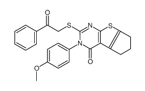 2-(4-methoxyphenyl)-3-phenacylsulfanyl-7,8-dihydro-6H-cyclopenta[2,3]thieno[2,4-b]pyrimidin-1-one结构式