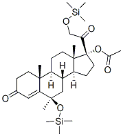 (6R)-17-(Acetyloxy)-6-methyl-6,21-bis(trimethylsiloxy)pregn-4-ene-3,20-dione结构式