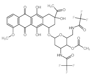 5,12-Naphthacenedione,8-acetyl-10-[[4-O-acetyl-2,3,6-trideoxy-3,6-bis[(trifluoroacetyl)amino]-a-D-ribo-hexopyranosyl]oxy]-7,8,9,10-tetrahydro-6,8,11-trihydroxy-1-methoxy-,(8S-cis)- (9CI)结构式