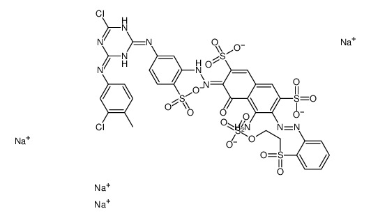 tetrasodium,(3Z)-5-amino-3-[[5-[[4-chloro-6-(3-chloro-4-methylanilino)-1,3,5-triazin-2-yl]amino]-2-sulfonatophenyl]hydrazinylidene]-4-oxo-6-[[2-(2-sulfonatooxyethylsulfonyl)phenyl]diazenyl]naphthalene-2,7-disulfonate Structure