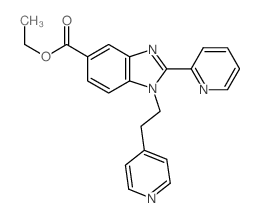 1H-Benzimidazole-5-carboxylicacid, 2-(2-pyridinyl)-1-[2-(4-pyridinyl)ethyl]-, ethyl ester structure