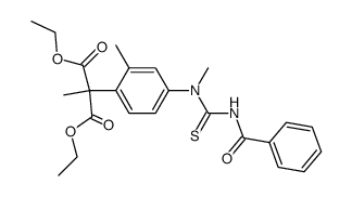 2-[4-(3-Benzoyl-1-methyl-thioureido)-2-methyl-phenyl]-2-methyl-malonic acid diethyl ester结构式