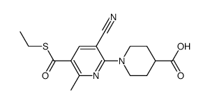 1-{3-cyano-5-[(ethylthio)carbonyl]-6-methylpyridin-2-yl}piperidine-4-carboxylic acid Structure