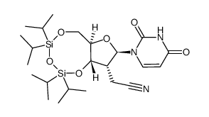 2'-deoxy-2'-α-C-(cyanomethyl)-3',5'-O-(1,1,3,3-tetraisopropyldisiloxy)uridine结构式