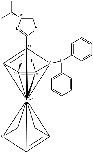 (2S)-1-[(4R)-4,5-二氢-4-(1-甲基乙基)-2-噁唑基]-2-(二苯基膦基)二茂铁结构式