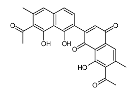 7-acetyl-2-(7-acetyl-1,8-dihydroxy-6-methylnaphthalen-2-yl)-8-hydroxy-6-methylnaphthalene-1,4-dione结构式