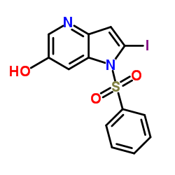 2-Iodo-1-(phenylsulfonyl)-1H-pyrrolo[3,2-b]pyridin-6-ol Structure