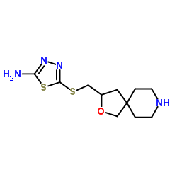 5-[(2-Oxa-8-azaspiro[4.5]dec-3-ylmethyl)sulfanyl]-1,3,4-thiadiazol-2-amine结构式