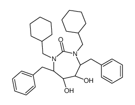 (4R,5S,6S,7R)-4,7-dibenzyl-1,3-bis(cyclohexylmethyl)-5,6-dihydroxy-1,3-diazepan-2-one结构式