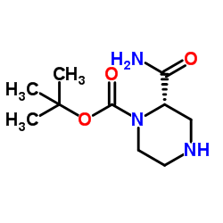 2-Methyl-2-propanyl (2S)-2-carbamoyl-1-piperazinecarboxylate structure
